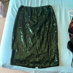 Green sequin pencil skirt